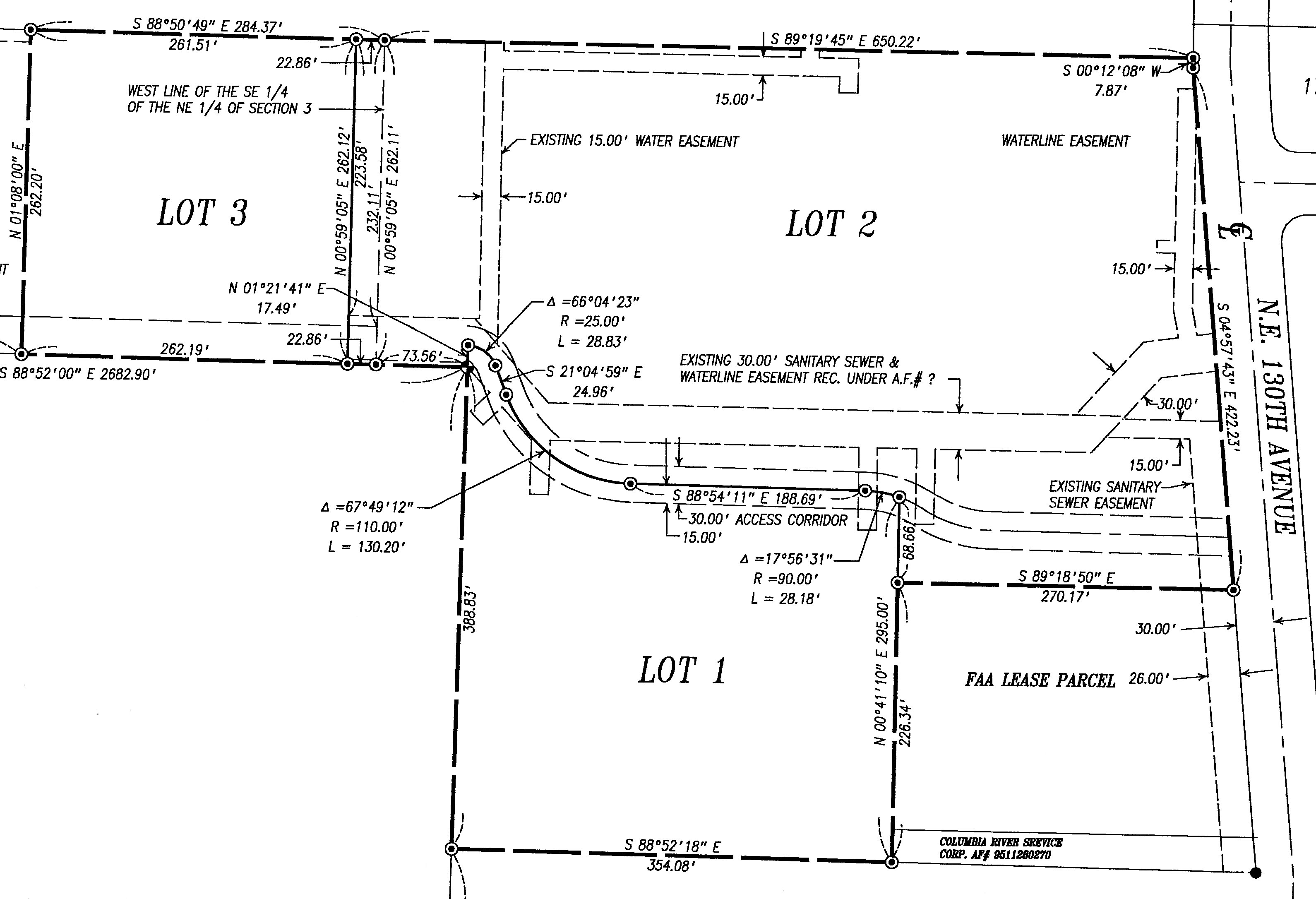 This is a small parcel map of the East parcel of Olin Business Park.